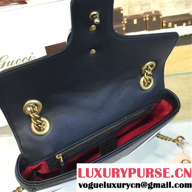 Gucci Ghost GG Marmont Matelassé Quilted Chevron Leather Medium Shoulder Bag Fall Winter 2016 Collection Black White