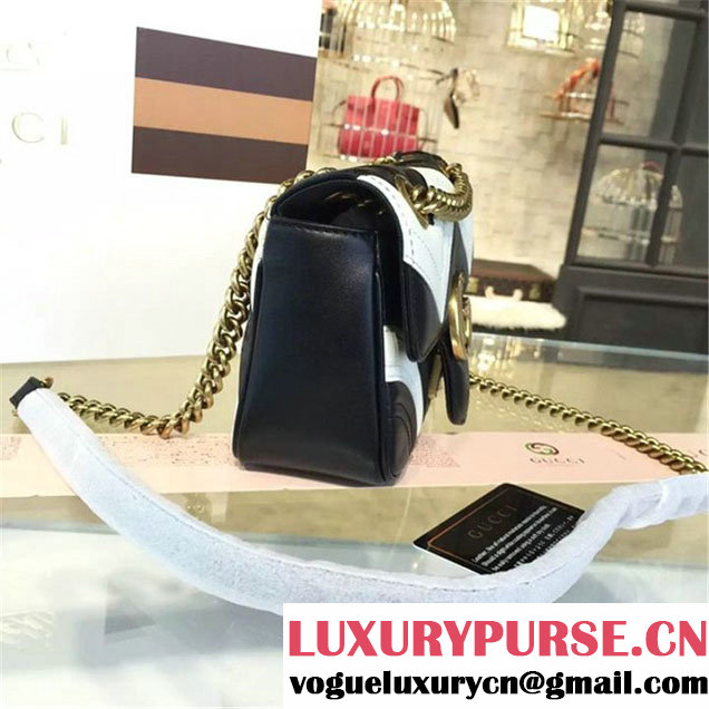 Gucci Ghost GG Marmont Matelassé Quilted Chevron Leather Mini Shoulder Bag Fall Winter 2016 Collection Black White