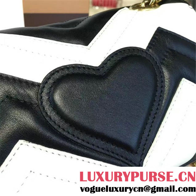 Gucci Ghost GG Marmont Matelassé Quilted Chevron Leather Mini Shoulder Bag Fall Winter 2016 Collection Black White