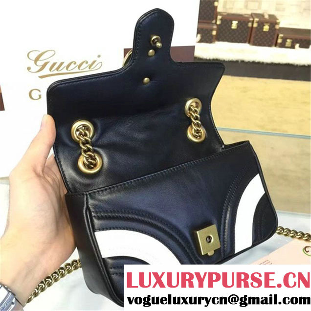 Gucci Ghost GG Marmont Matelassé Quilted Chevron Leather Mini Shoulder Bag Fall Winter 2016 Collection Black White