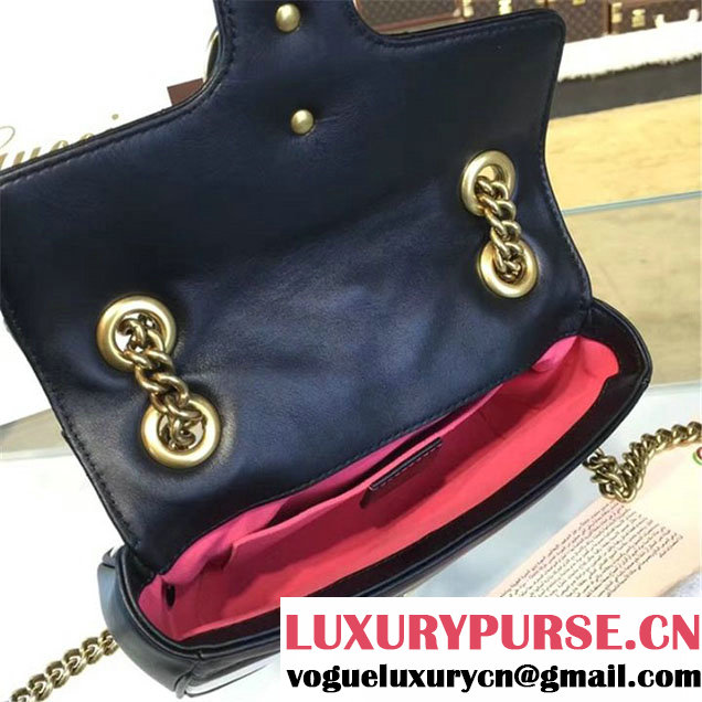 Gucci Ghost GG Marmont Matelassé Quilted Chevron Leather Mini Shoulder Bag Fall Winter 2016 Collection Black White