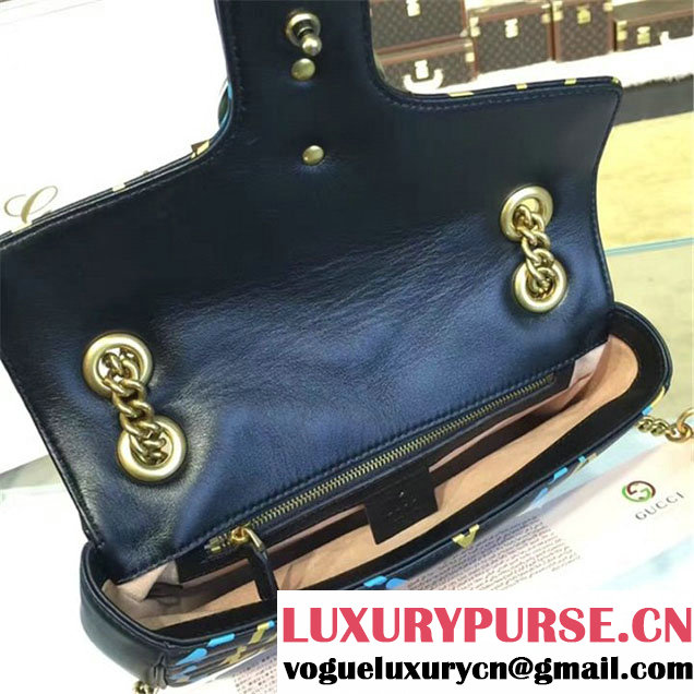 Gucci Ghost GG Marmont Matelassé Leather Medium Shoulder Bag Fall Winter 2016 Collection Black Yellow Blue