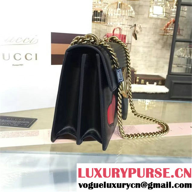Gucci Marmont GG Supreme Hearts Medium Shoulder Bag Fall Winter 2016 Collection Black Red