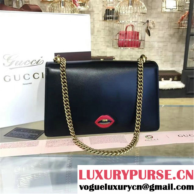 Gucci Marmont GG Supreme Hearts Medium Shoulder Bag Fall Winter 2016 Collection Black Red