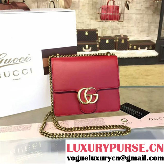 Gucci GG Marmont Leather Shoulder Box Bag 431384 Fall Winter 2016 Collection Red