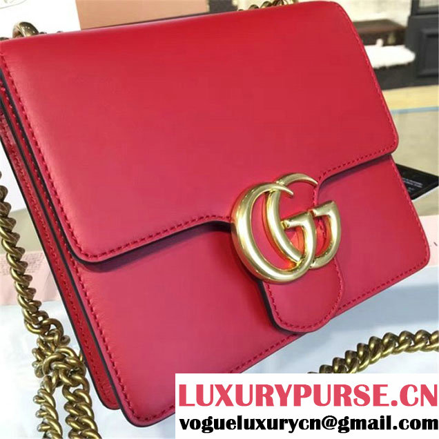 Gucci GG Marmont Leather Shoulder Box Bag 431384 Fall Winter 2016 Collection Red
