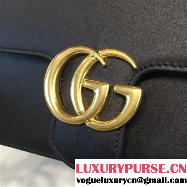 Gucci GG Marmont Leather Shoulder Box Bag 431384 Fall Winter 2016 Collection Black