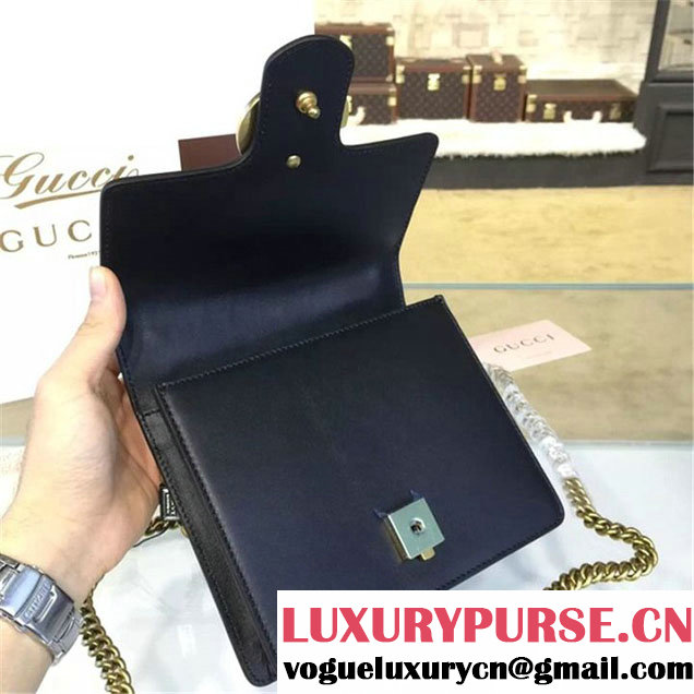 Gucci GG Marmont Leather Shoulder Box Bag 431384 Fall Winter 2016 Collection Black