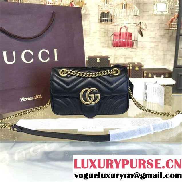 Gucci GG Marmont Matelassé Leather Shoulder Bag Fall Winter 2016 Collection Black