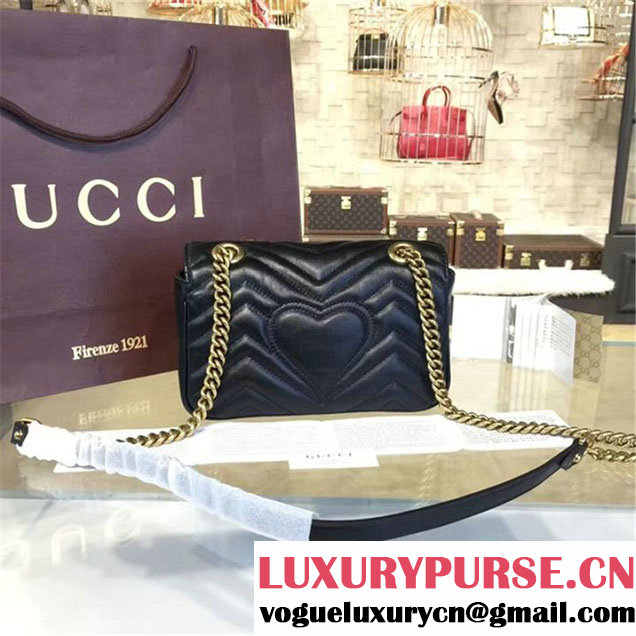 Gucci GG Marmont Matelassé Leather Shoulder Bag Fall Winter 2016 Collection Black