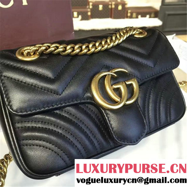 Gucci GG Marmont Matelassé Leather Shoulder Bag Fall Winter 2016 Collection Black