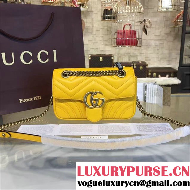 Gucci GG Marmont Matelassé Leather Shoulder Bag Fall Winter 2016 Collection Yellow