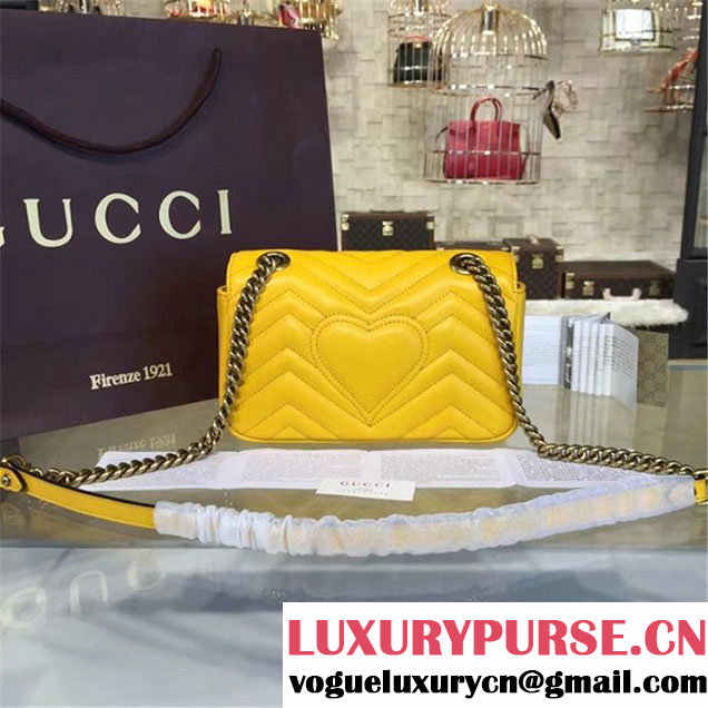 Gucci GG Marmont Matelassé Leather Shoulder Bag Fall Winter 2016 Collection Yellow