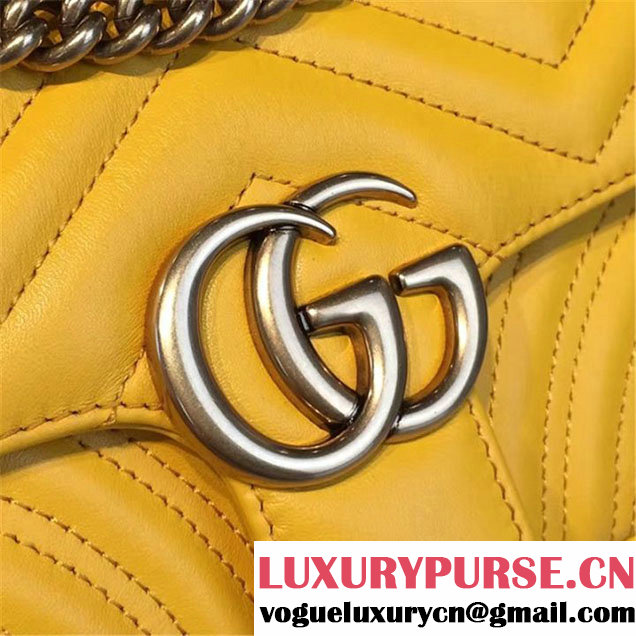 Gucci GG Marmont Matelassé Leather Shoulder Bag Fall Winter 2016 Collection Yellow