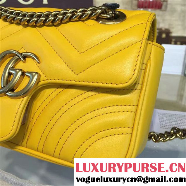 Gucci GG Marmont Matelassé Leather Shoulder Bag Fall Winter 2016 Collection Yellow