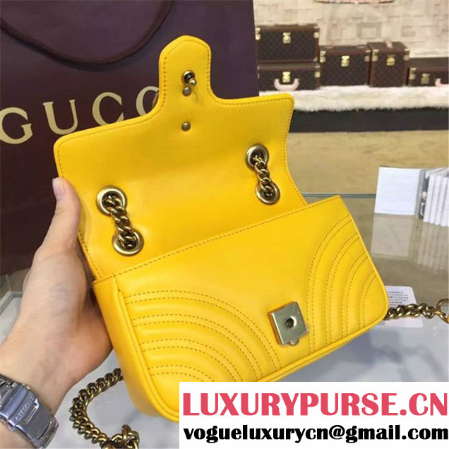 Gucci GG Marmont Matelassé Leather Shoulder Bag Fall Winter 2016 Collection Yellow