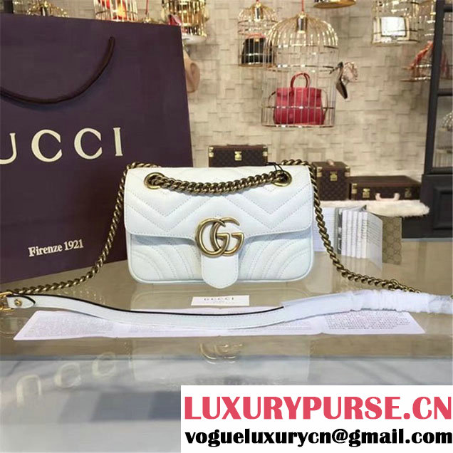 Gucci GG Marmont Matelassé Leather Shoulder Bag Fall Winter 2016 Collection White