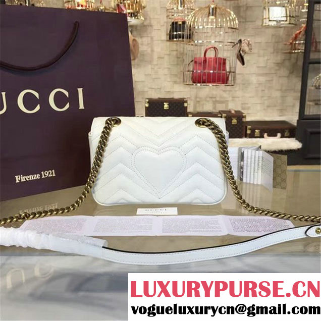 Gucci GG Marmont Matelassé Leather Shoulder Bag Fall Winter 2016 Collection White