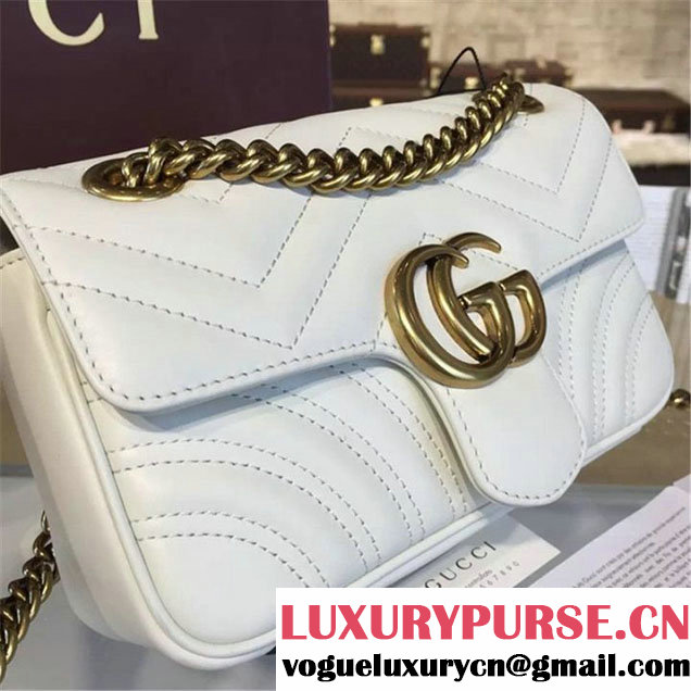 Gucci GG Marmont Matelassé Leather Shoulder Bag Fall Winter 2016 Collection White