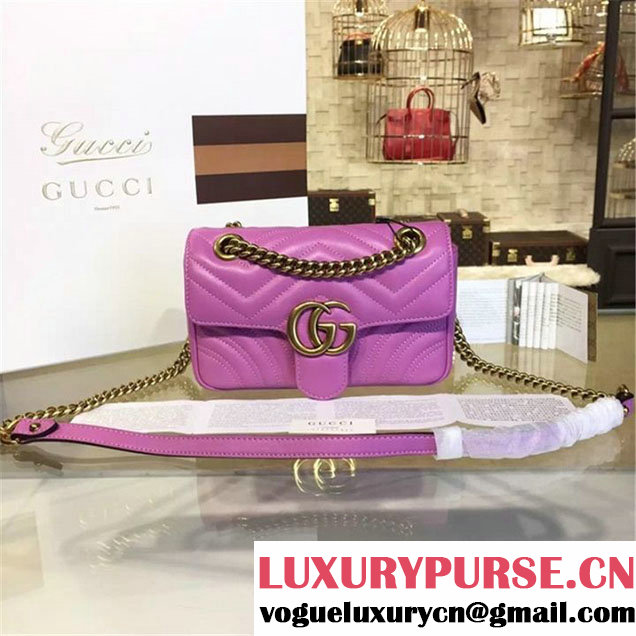 Gucci GG Marmont Matelassé Leather Shoulder Bag Fall Winter 2016 Collection Purple