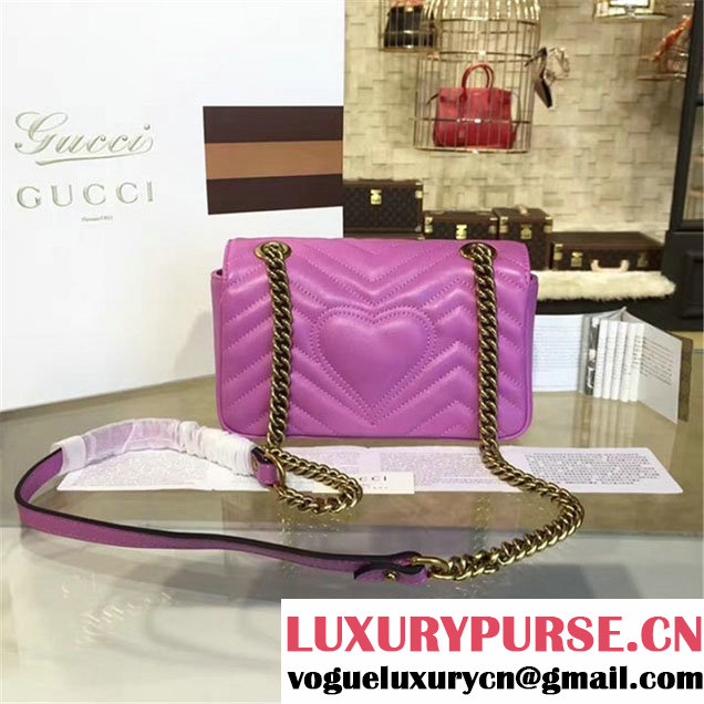 Gucci GG Marmont Matelassé Leather Shoulder Bag Fall Winter 2016 Collection Purple