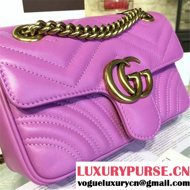 Gucci GG Marmont Matelassé Leather Shoulder Bag Fall Winter 2016 Collection Purple