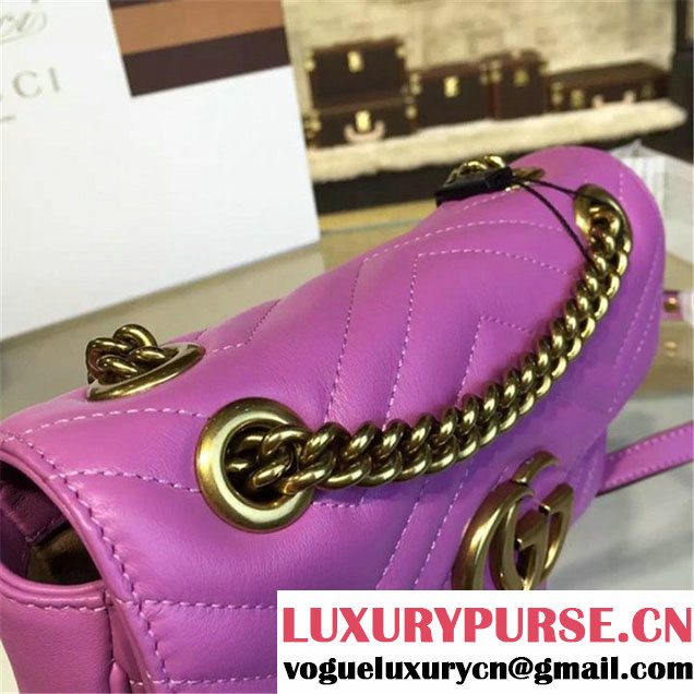 Gucci GG Marmont Matelassé Leather Shoulder Bag Fall Winter 2016 Collection Purple