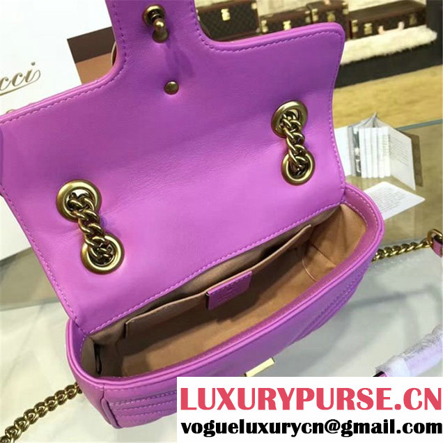 Gucci GG Marmont Matelassé Leather Shoulder Bag Fall Winter 2016 Collection Purple