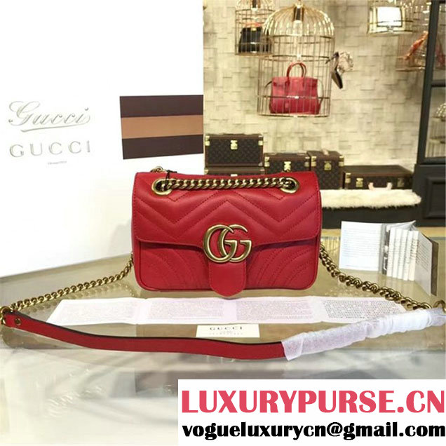 Gucci GG Marmont Matelassé Leather Shoulder Bag Fall Winter 2016 Collection Red