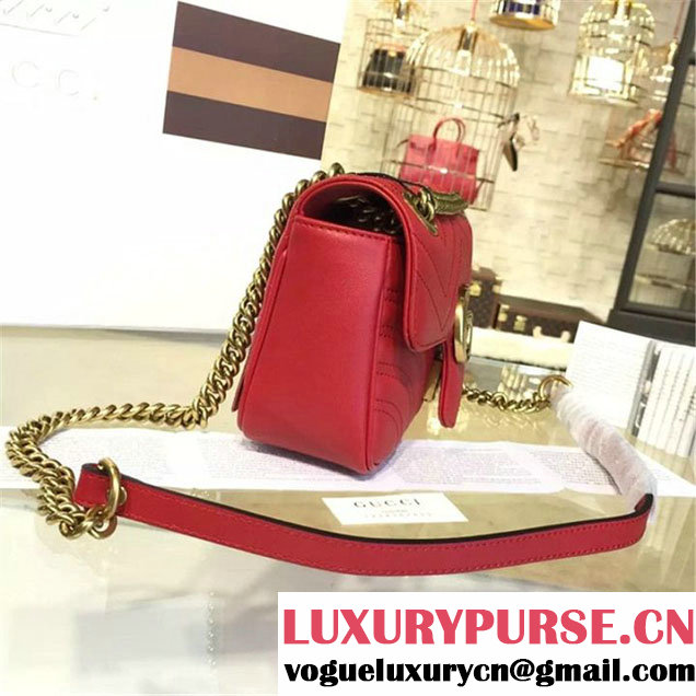 Gucci GG Marmont Matelassé Leather Shoulder Bag Fall Winter 2016 Collection Red