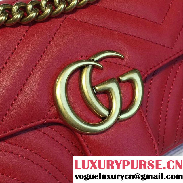 Gucci GG Marmont Matelassé Leather Shoulder Bag Fall Winter 2016 Collection Red