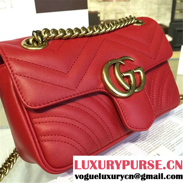 Gucci GG Marmont Matelassé Leather Shoulder Bag Fall Winter 2016 Collection Red