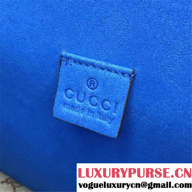 Gucci Dionysus GG Supreme Canvas Shoulder Medium Bag Embroidered Cat Star and Butterflies Bag Fall Winter 2016 Collection Blue Suede Beige