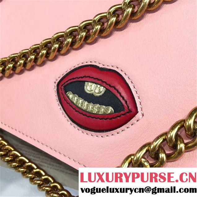 Gucci Marmont GG Supreme Hearts Medium Shoulder Bag Fall Winter 2016 Collection Light Pink Red