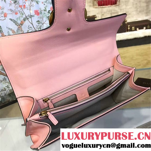 Gucci Marmont GG Supreme Hearts Medium Shoulder Bag Fall Winter 2016 Collection Light Pink Red
