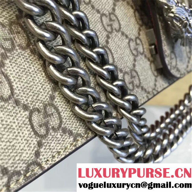 Gucci Dionysus GG Supreme Shoulder Medium Bag Fall Winter 2016 Collection Burgundy Beige