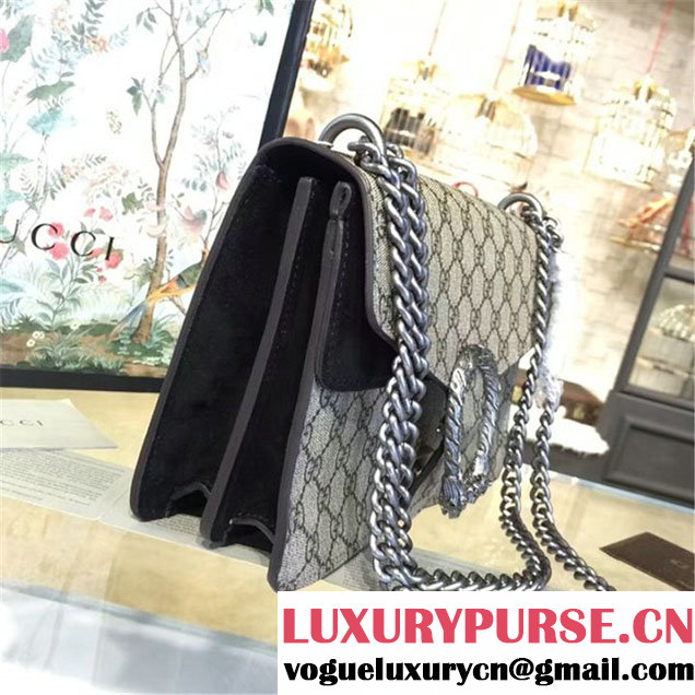 Gucci Dionysus GG Supreme Shoulder Medium Bag Fall Winter 2016 Collection Black Beige