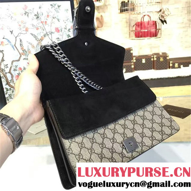 Gucci Dionysus GG Supreme Shoulder Medium Bag Fall Winter 2016 Collection Black Beige