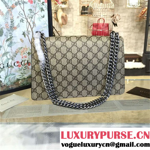 Gucci Dionysus GG Supreme Shoulder Medium Bag Fall Winter 2016 Collection Black Beige