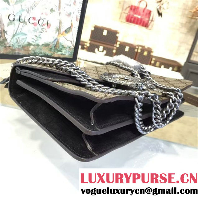 Gucci Dionysus GG Supreme Shoulder Medium Bag Fall Winter 2016 Collection Black Beige