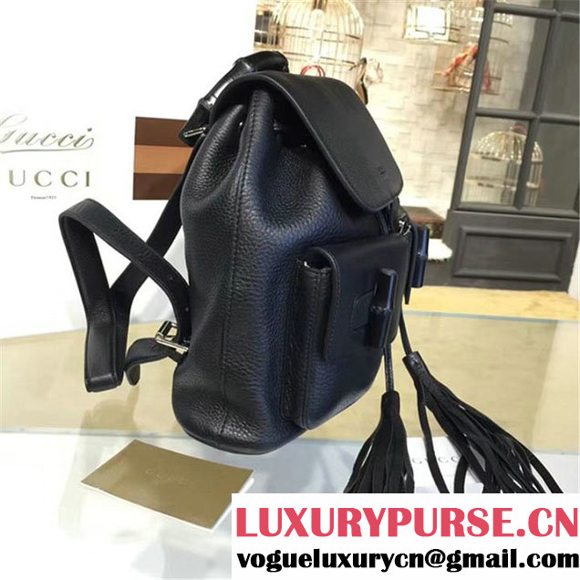Gucci Bamboo Tassel Leather Backpack Fall Winter 2016 Collection Black
