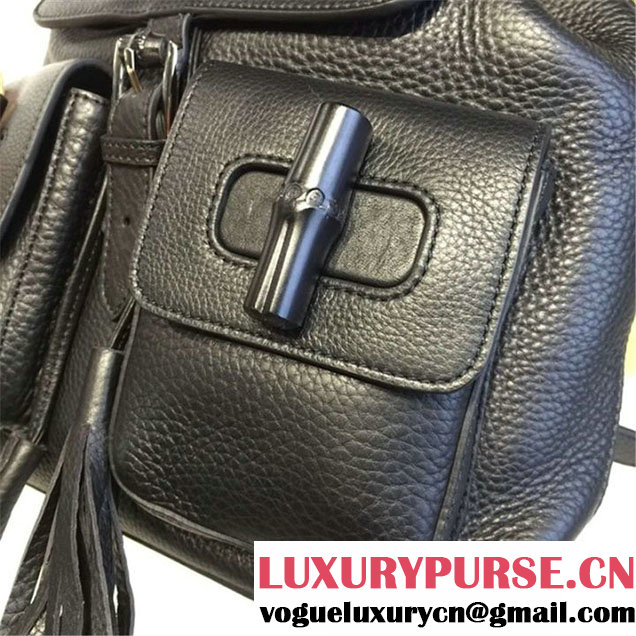 Gucci Bamboo Tassel Leather Backpack Fall Winter 2016 Collection Black