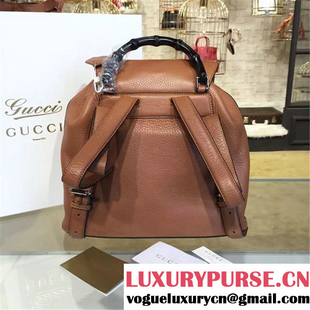 Gucci Bamboo Tassel Leather Backpack Fall Winter 2016 Collection Tan