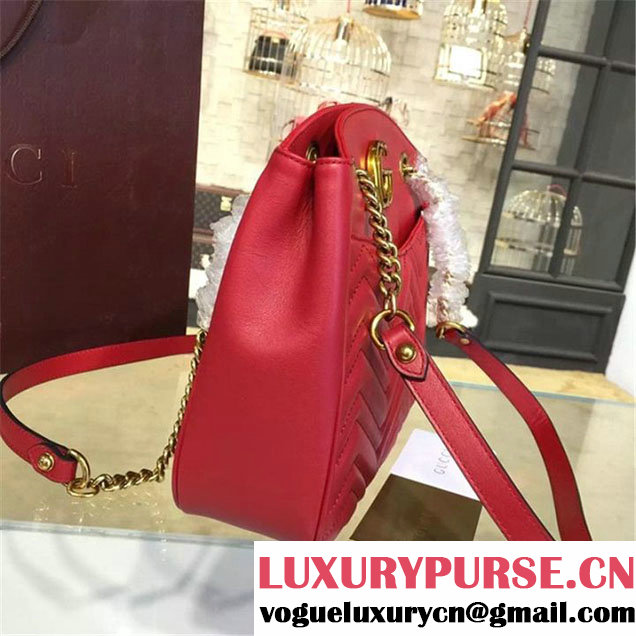 Gucci GG Marmont 2.0 Medium Quilted Shoulder Bag Fall Winter 2016 Collection Red