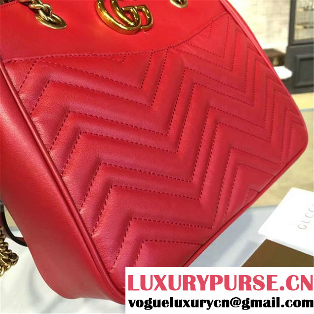 Gucci GG Marmont 2.0 Medium Quilted Shoulder Bag Fall Winter 2016 Collection Red