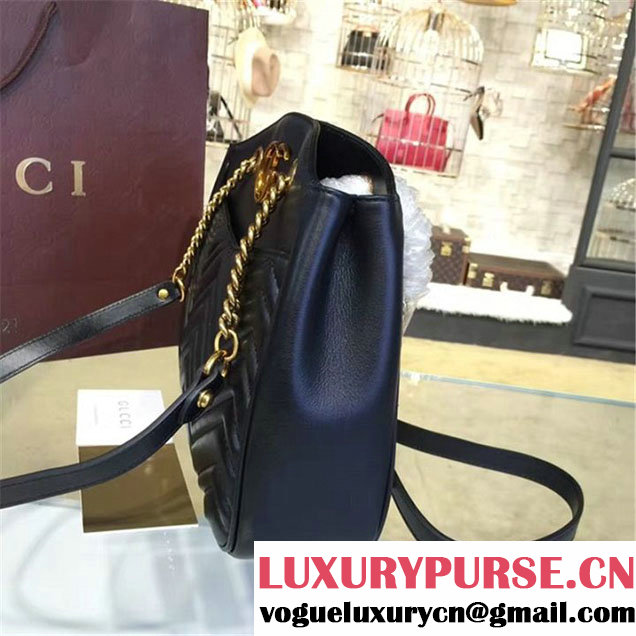 Gucci GG Marmont 2.0 Medium Quilted Shoulder Bag Fall Winter 2016 Collection Black
