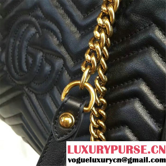 Gucci GG Marmont 2.0 Medium Quilted Shoulder Bag Fall Winter 2016 Collection Black