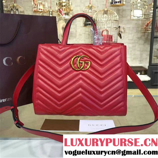 Gucci GG Marmont Matelassé 2.0 Medium Quilted Tote Bag Fall Winter 2016 Collection Red