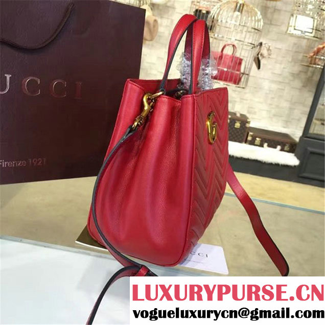 Gucci GG Marmont Matelassé 2.0 Medium Quilted Tote Bag Fall Winter 2016 Collection Red