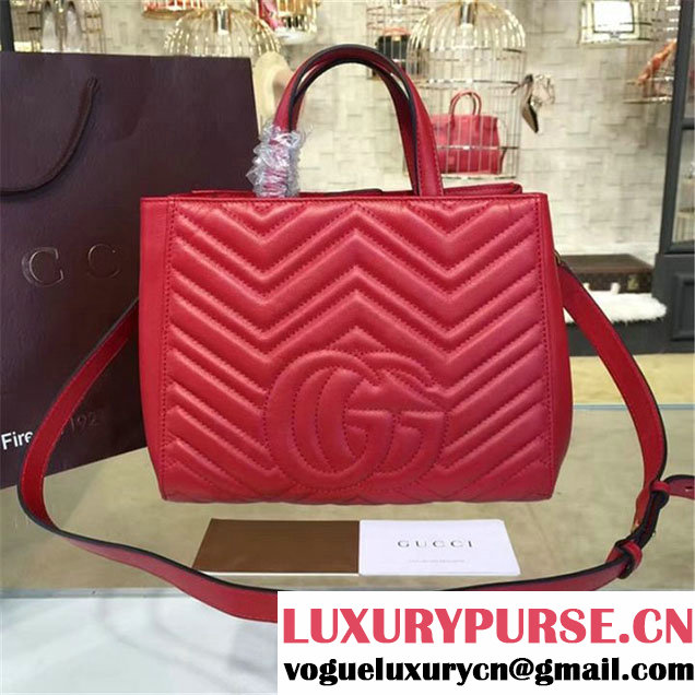 Gucci GG Marmont Matelassé 2.0 Medium Quilted Tote Bag Fall Winter 2016 Collection Red